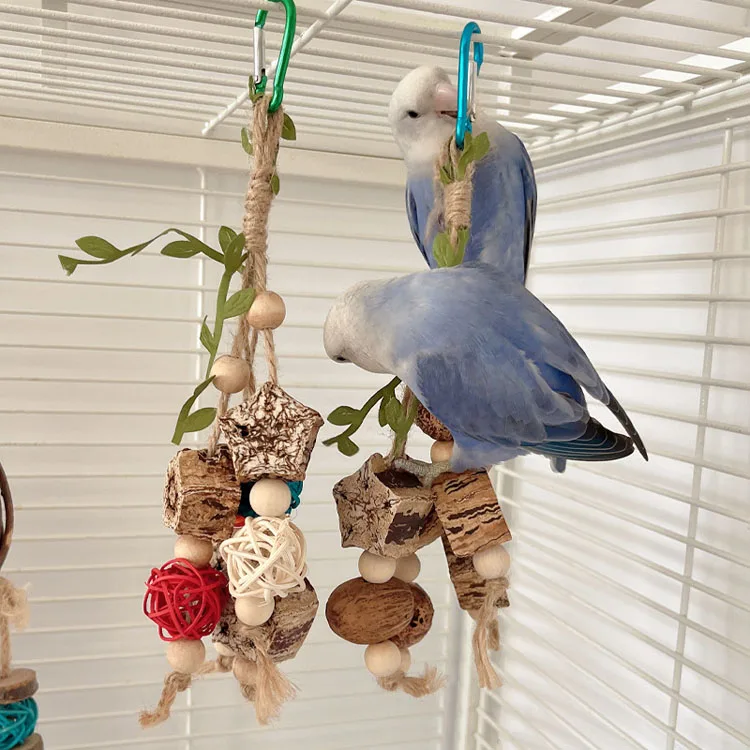 Bird Toys Colorful Hanging Chew Parrot Toys Parakeet Puzzle Training Relief Bite String Cage Decorative Bird Accessories