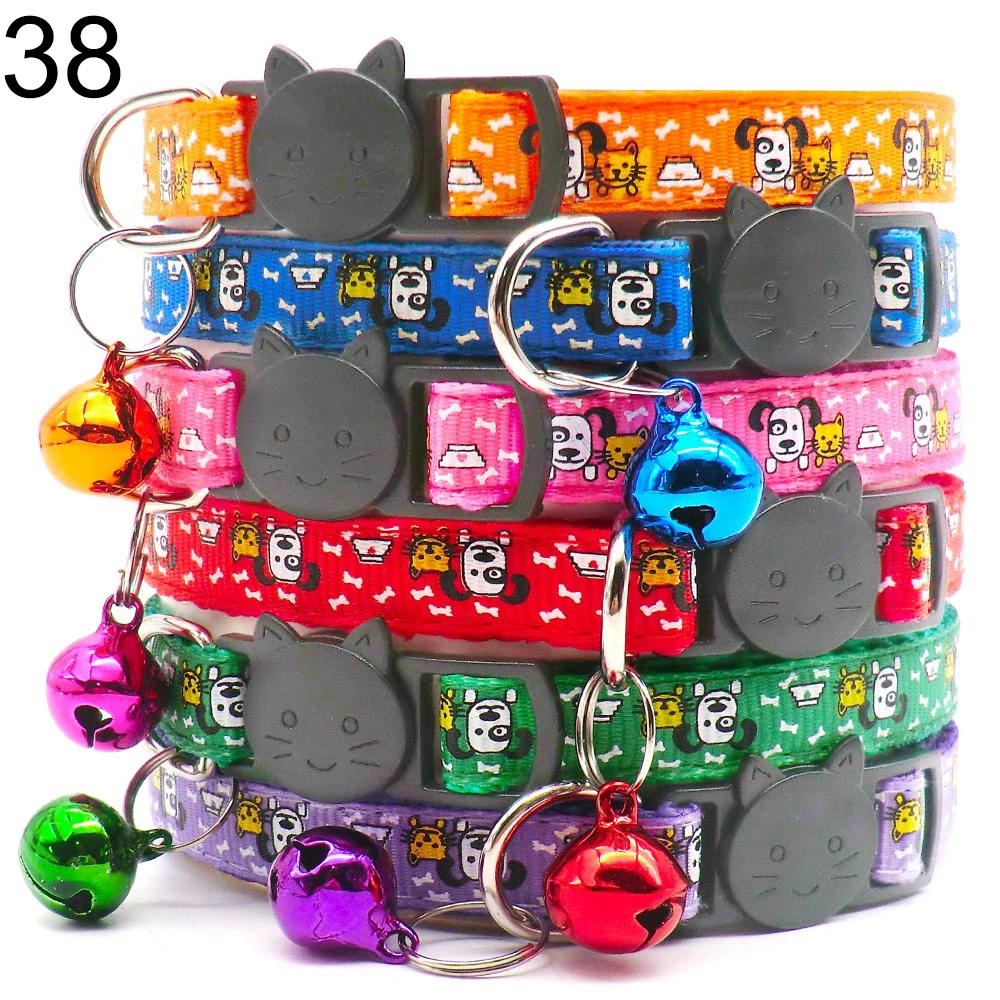 100Pcs Collar for Dogs Cat Necklace Training Choker Neck Personalized Cartoon Printed Dog Id Tag Accessories Anti-lost