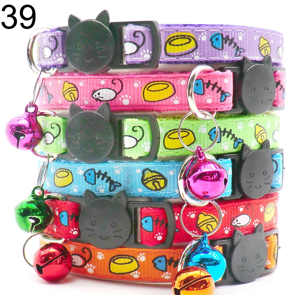 100Pcs Collar for Dogs Cat Necklace Training Choker Neck Personalized Cartoon Printed Dog Id Tag Accessories Anti-lost