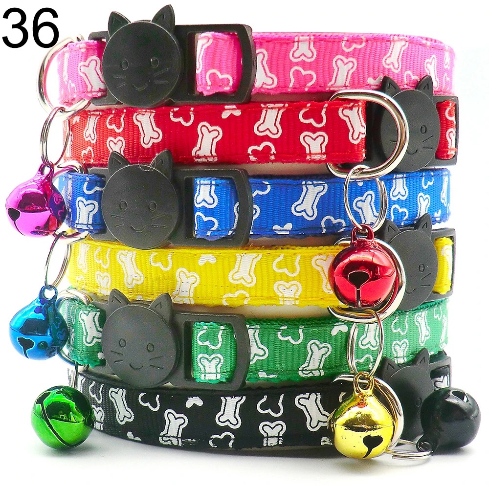 100Pcs Collar for Dogs Cat Necklace Training Choker Neck Personalized Cartoon Printed Dog Id Tag Accessories Anti-lost