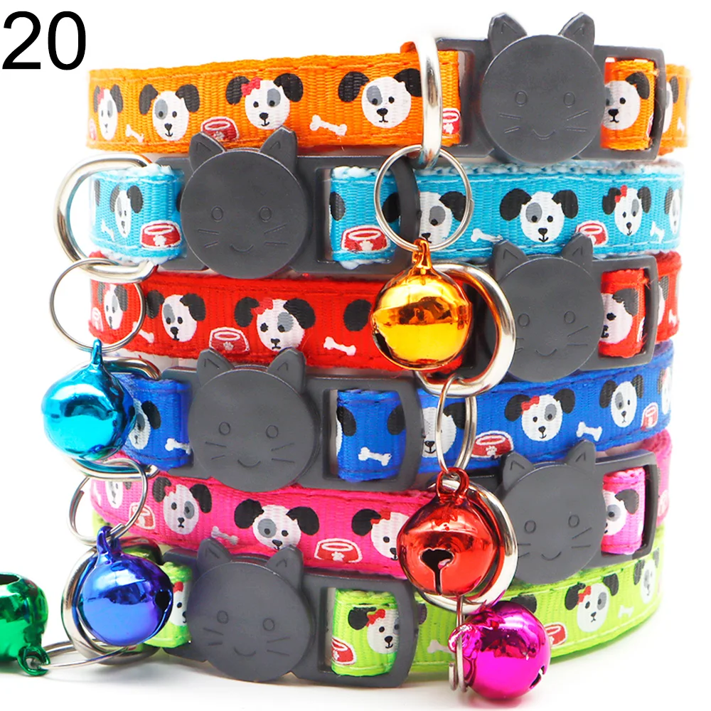 100Pcs Collar for Dogs Cat Necklace Training Choker Neck Personalized Cartoon Printed Dog Id Tag Accessories Anti-lost