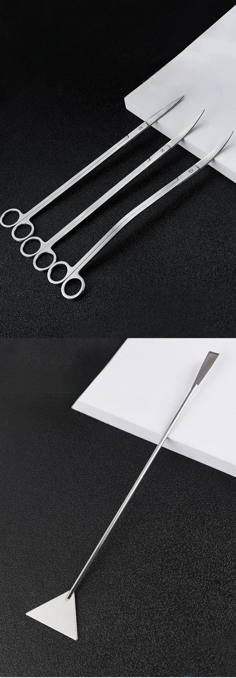 35cm Overlength Large Water Grass Trimmer Stainless Steel Scissors Tweezers Fish Tank Landscape Straight Curved Shears