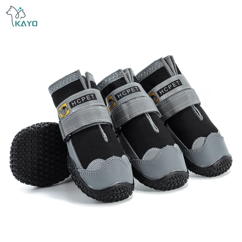 4pcs/set Pet Dog Shoes Reflective Waterproof Dog Boots Warm Snow Rain Pets Booties Anti-slip Socks Footwear For Medium Large Dog