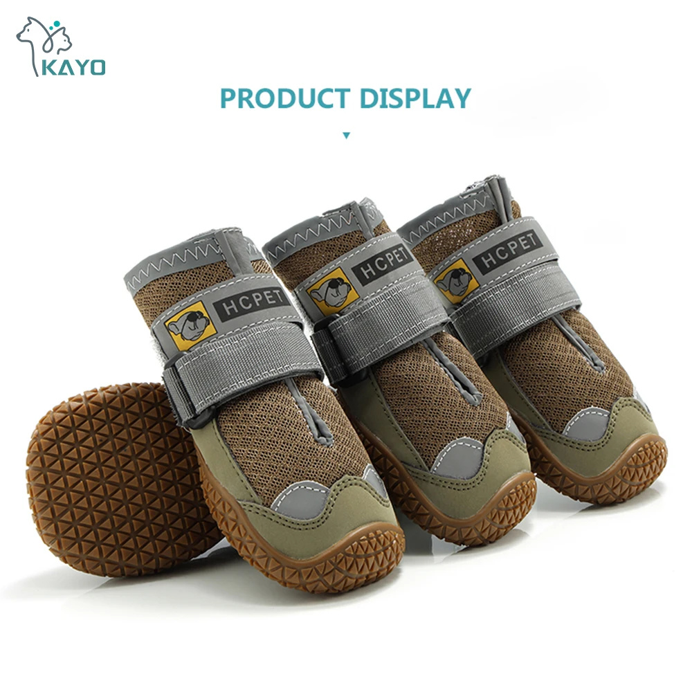 4pcs/set Pet Dog Shoes Reflective Waterproof Dog Boots Warm Snow Rain Pets Booties Anti-slip Socks Footwear For Medium Large Dog