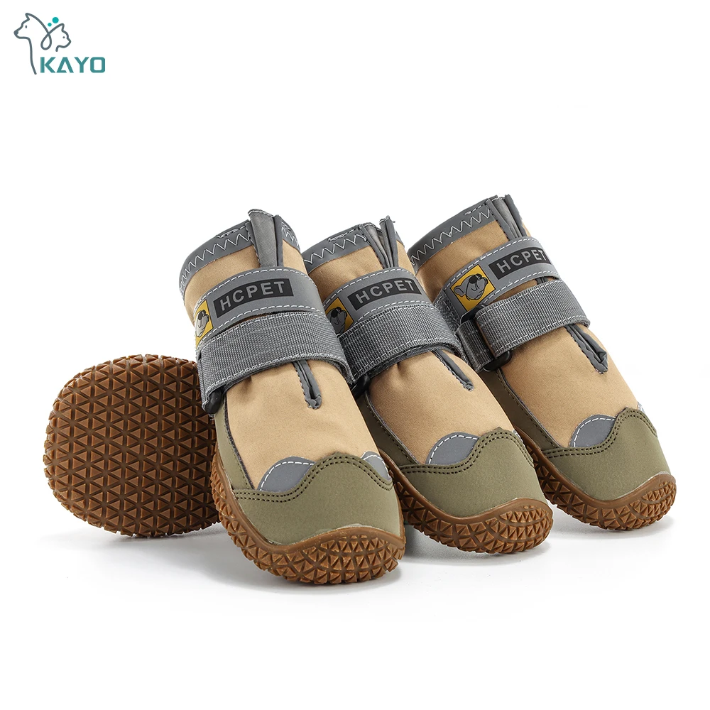 4pcs/set Pet Dog Shoes Reflective Waterproof Dog Boots Warm Snow Rain Pets Booties Anti-slip Socks Footwear For Medium Large Dog