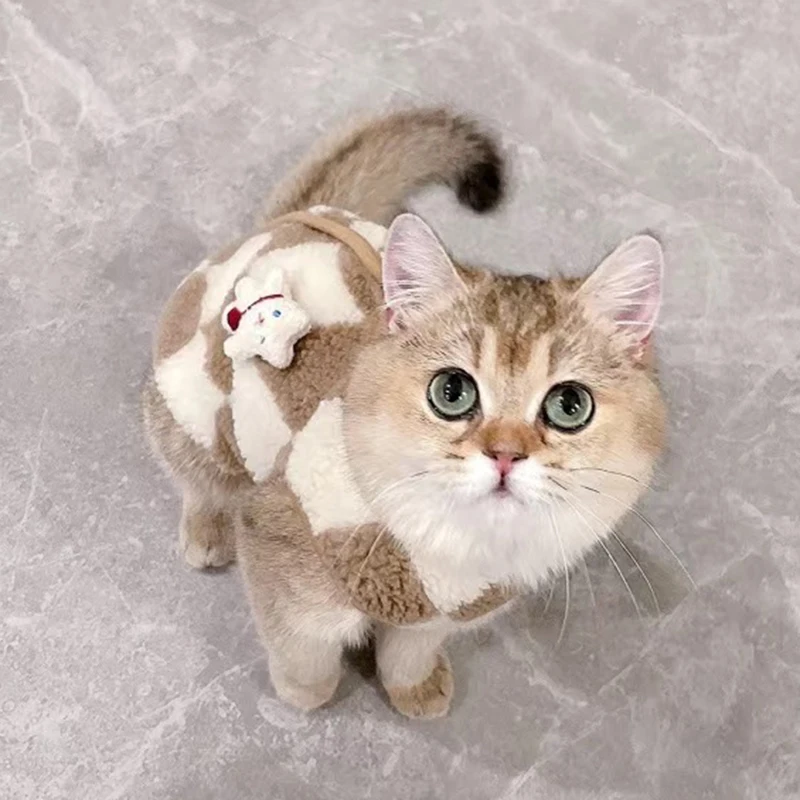 Fashion Sphynx Cat Sweater Cardigan for Cats Gotas Winter Warm Pet Fleece Clothes Garfield Katten Dog Jackets Mascotas Clothing