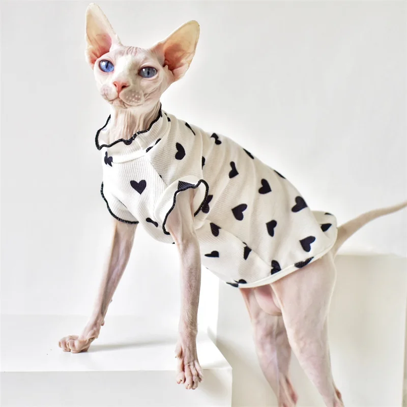 Cozy Cotton Sphynx Cat Clothes for Cats Gotas Spring Autumn Pet Sweater Garfield Shirts Mascotas Outfits Clothing Katten Kleding