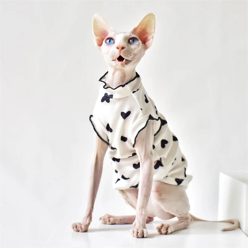 Cozy Cotton Sphynx Cat Clothes for Cats Gotas Spring Autumn Pet Sweater Garfield Shirts Mascotas Outfits Clothing Katten Kleding