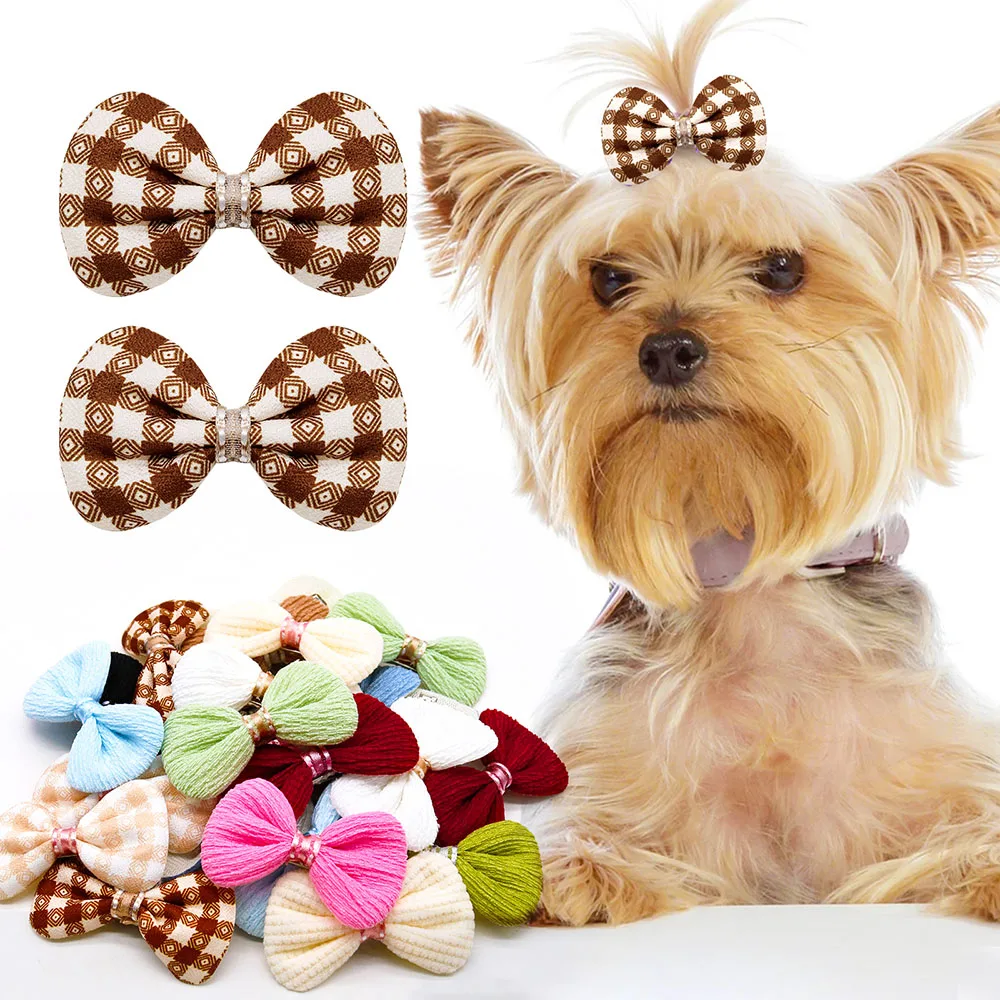 30PCS Handmake Pet Cat Dog Bow Hairpin Cute Hair Clips for Small Dogs Headwear Dog Grooming Accessories Pet Supplies