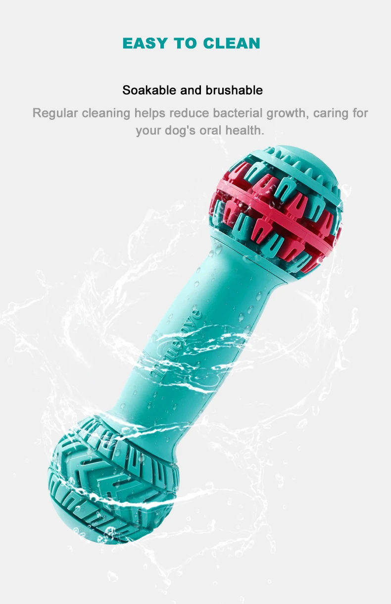 Truelove Pet Super Durable Leak-proof Treat Dispenser Dog Toy Dumbbell Slow Feeder IQ Training Playing Teething Dog TLT2606