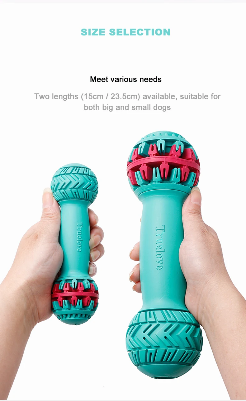 Truelove Pet Super Durable Leak-proof Treat Dispenser Dog Toy Dumbbell Slow Feeder IQ Training Playing Teething Dog TLT2606