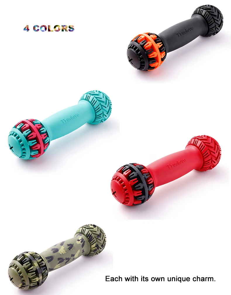 Truelove Pet Super Durable Leak-proof Treat Dispenser Dog Toy Dumbbell Slow Feeder IQ Training Playing Teething Dog TLT2606