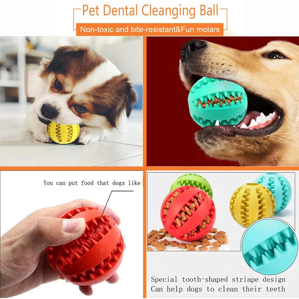 New Pet Dog Toy Interactive Rubber Balls for Small Large Dogs Puppy Cat Chewing Toys Pet Tooth Cleaning Indestructible Dog Ball