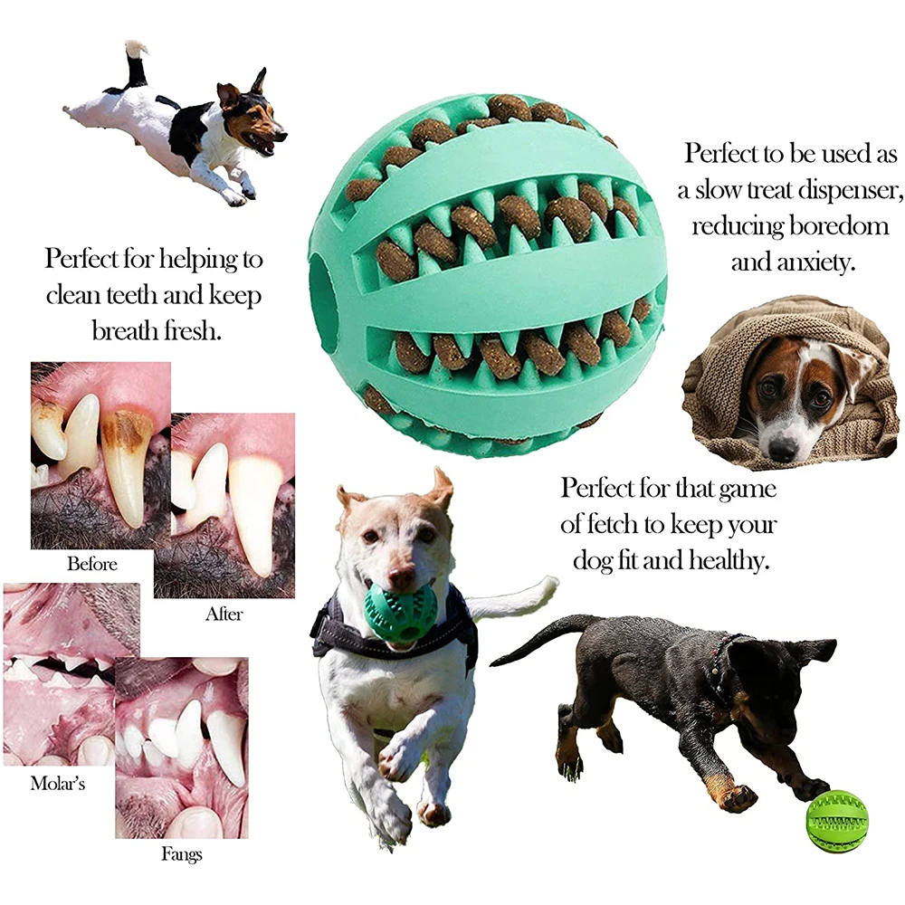 New Pet Dog Toy Interactive Rubber Balls for Small Large Dogs Puppy Cat Chewing Toys Pet Tooth Cleaning Indestructible Dog Ball