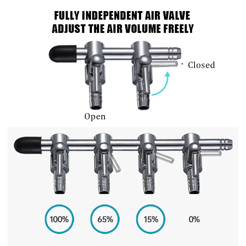 1 2 3 4 5 Way Aquarium Air Splitter Valve Fish Tank Air Pump Flow Splitter Distributor Pump Valve Tap Lever Control Switch Valve