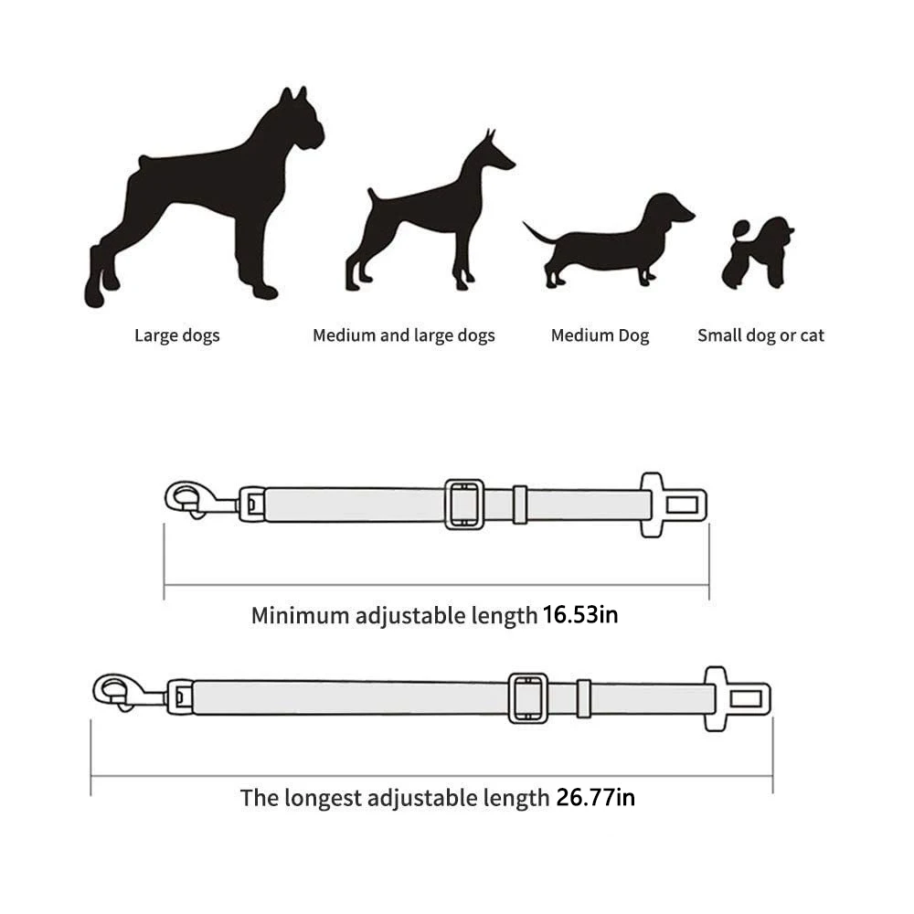 Adjustable Pet Cat Dog Car Seat Belt Pet Seat Vehicle Dog Harness Lead Clip Safety Lever Traction Dog Collars Dog Accessoires