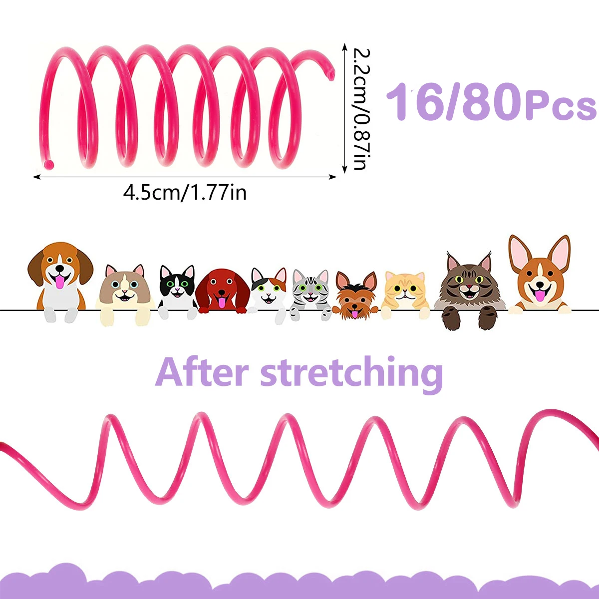 16/32/80Pcs Cat Spring Toys Colorful Kitten Coil Spiral Springs Toy Durable Plastic Creative Cat Interactive Pet Toy New