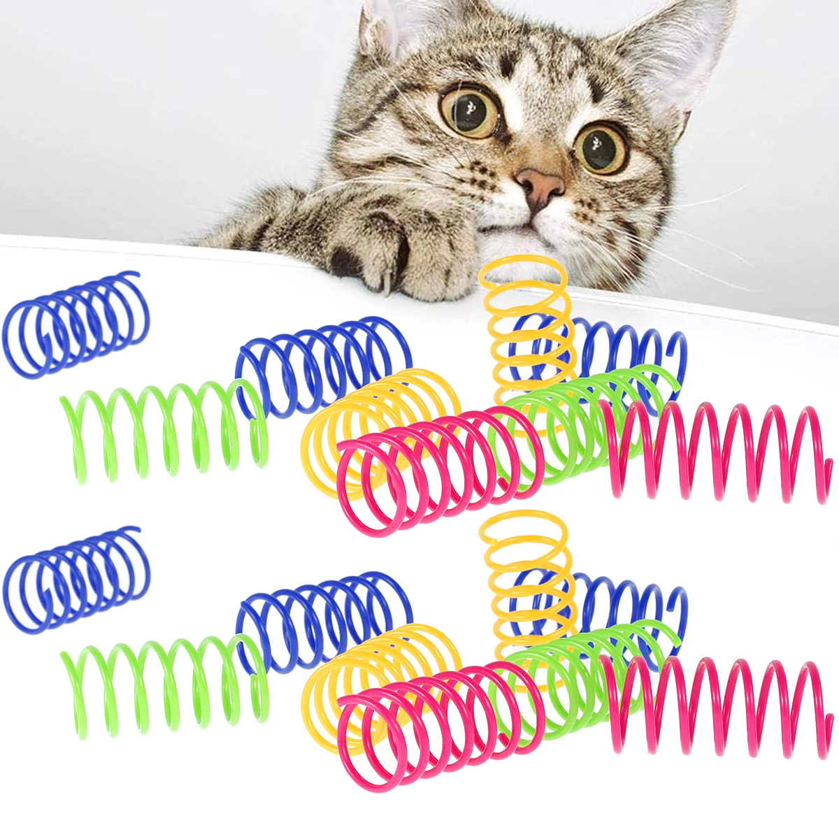 16/32/80Pcs Cat Spring Toys Colorful Kitten Coil Spiral Springs Toy Durable Plastic Creative Cat Interactive Pet Toy New