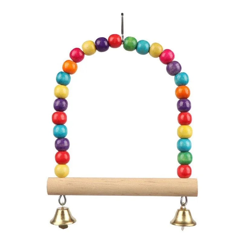 Pet Toy Bird Swing Toys Parrot Wooden Swing Stand Parrot Toy Bird Toy Pet Supplies accesorios para pájaros(S:12x15cm/ L:18*22cm)