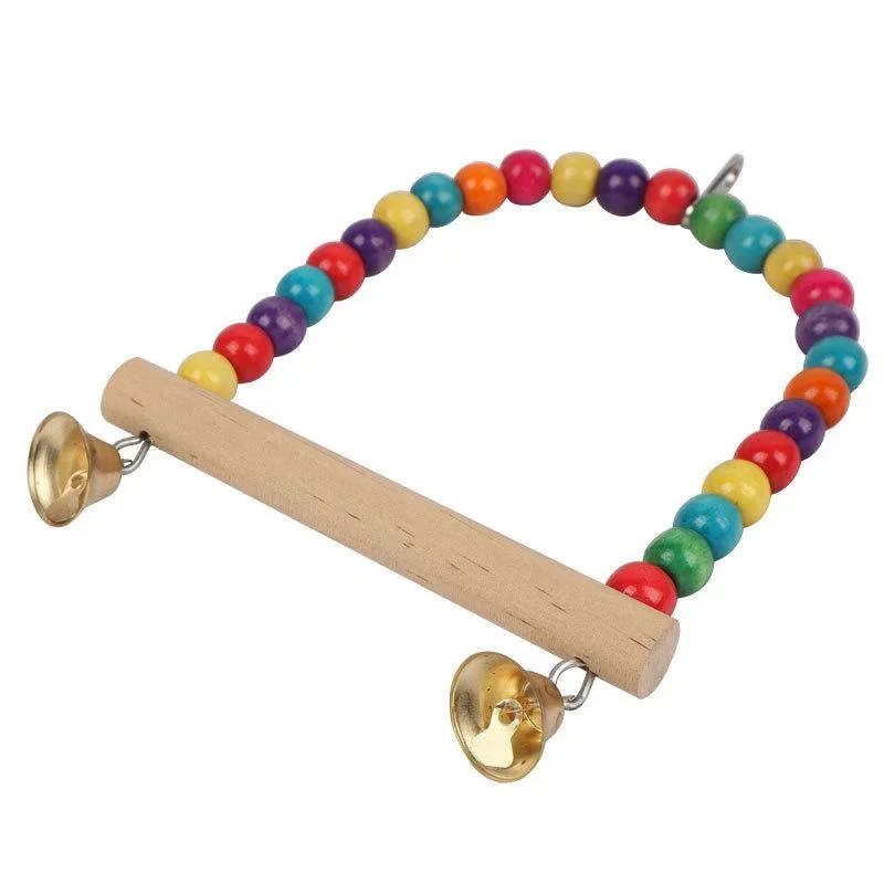 Pet Toy Bird Swing Toys Parrot Wooden Swing Stand Parrot Toy Bird Toy Pet Supplies accesorios para pájaros(S:12x15cm/ L:18*22cm)