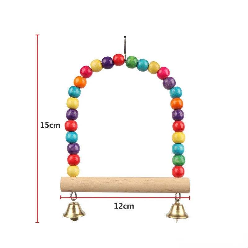 Pet Toy Bird Swing Toys Parrot Wooden Swing Stand Parrot Toy Bird Toy Pet Supplies accesorios para pájaros(S:12x15cm/ L:18*22cm)
