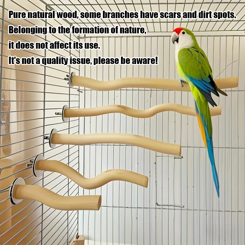 Natural Parrot Wood Fork Branch Perch Bird Cage Hanging Swing Bird Standing Branches Toys Birdcage Accessoriess