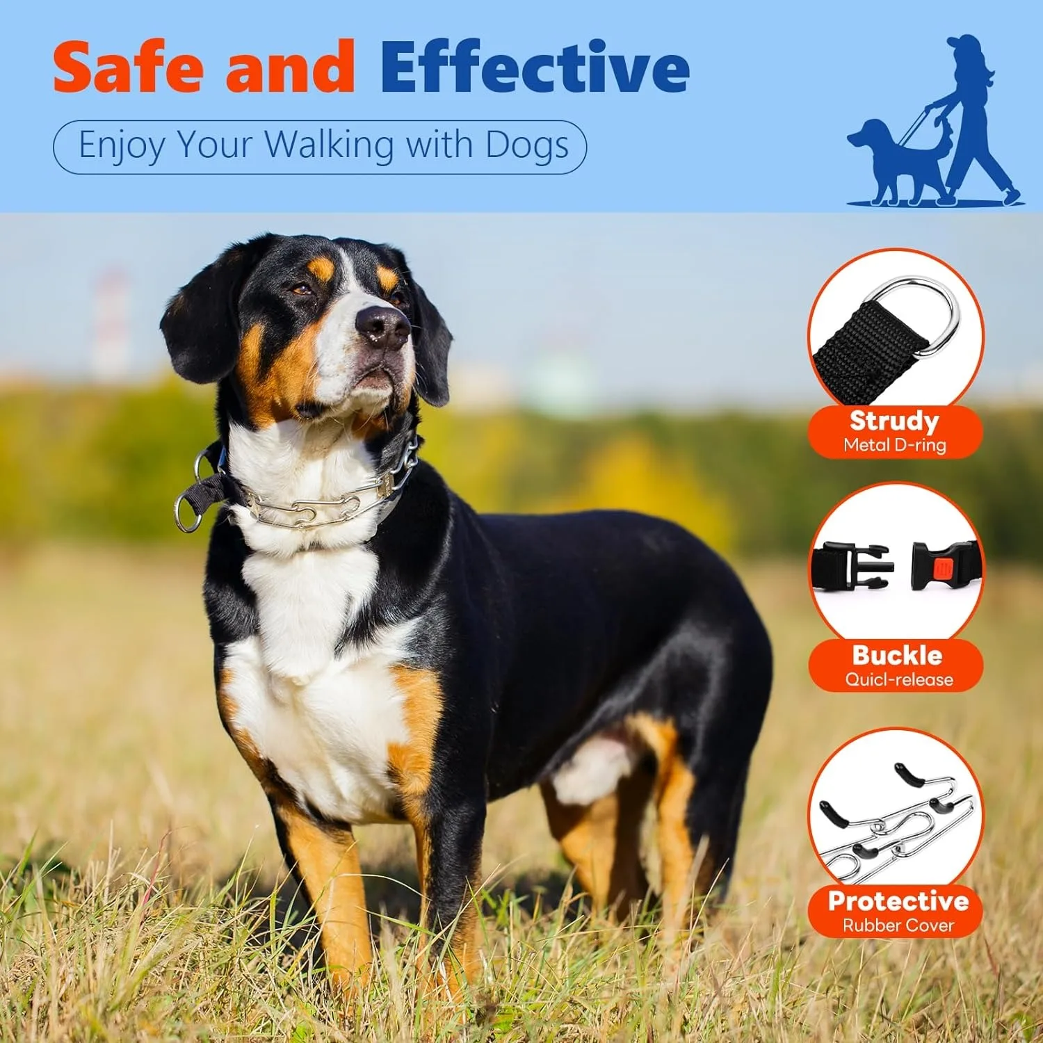 Dog Prong Collar Adjustable Dog Training Pinch Collar with Quick Release Buckle for Small Medium Large Dogs Train Explosion