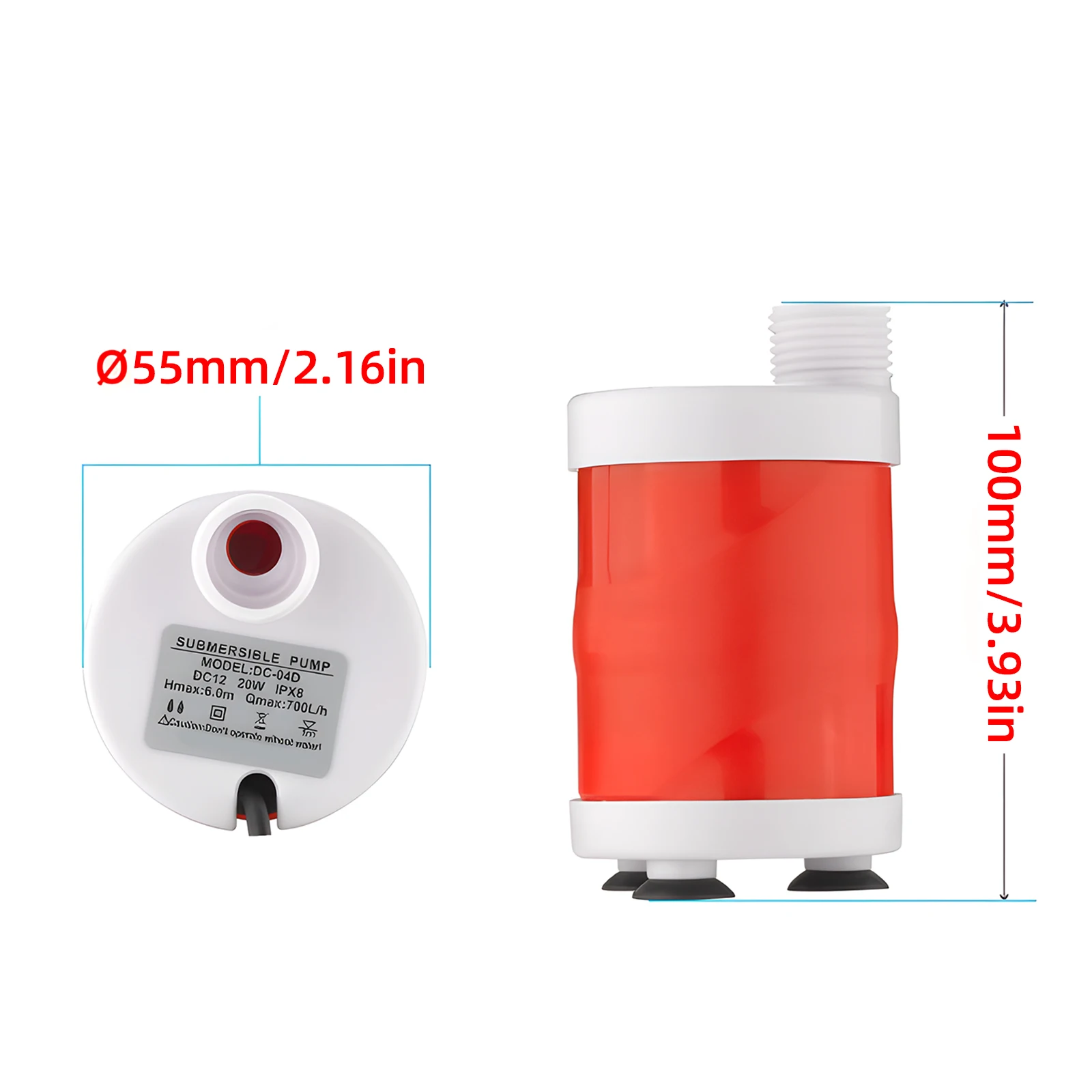 DC12V 20W Submersible Water Pump High Lift 20FT Fountain Pump High Flow Brushless DC Pump for Home Pond Fish Tank Fountain