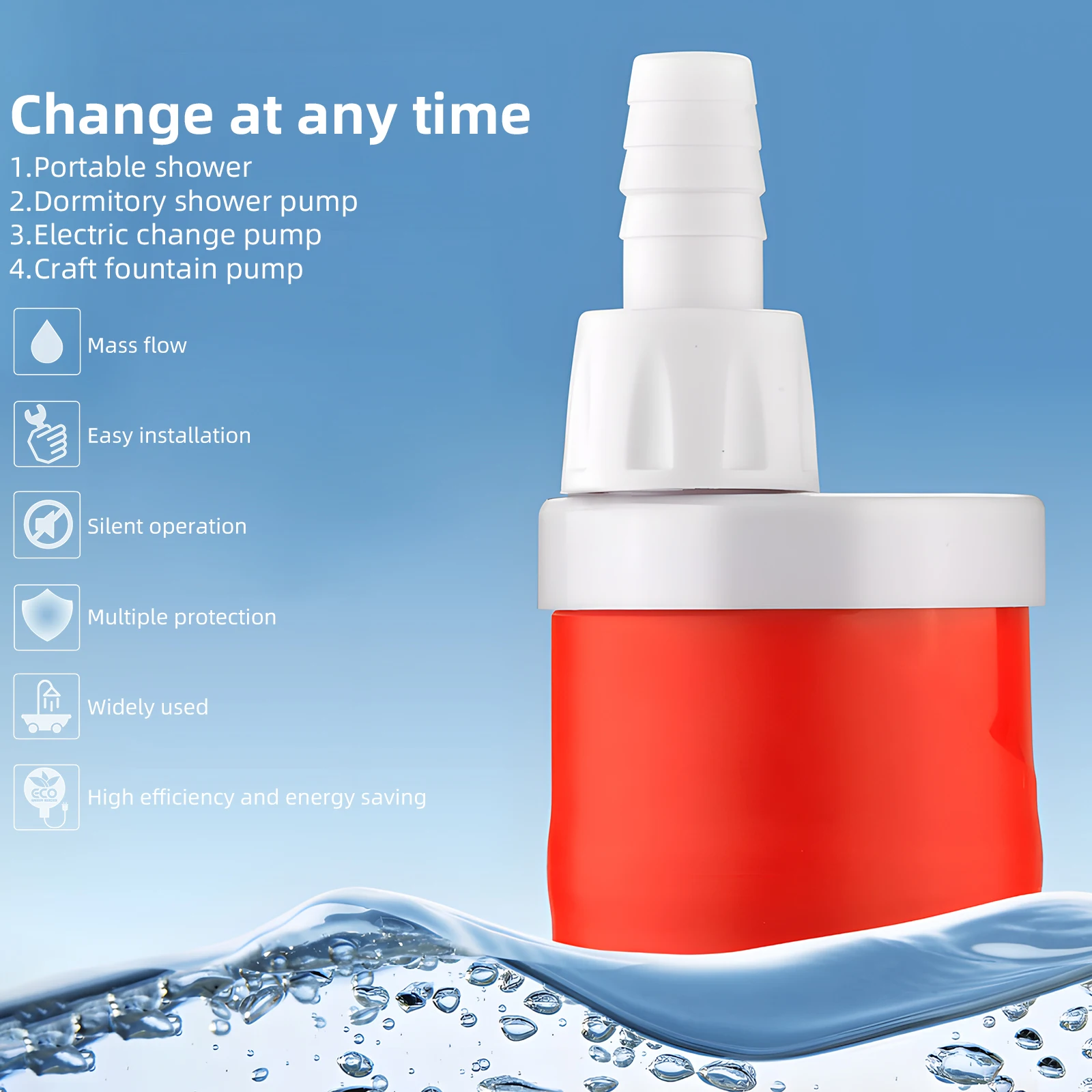 DC12V 20W Submersible Water Pump High Lift 20FT Fountain Pump High Flow Brushless DC Pump for Home Pond Fish Tank Fountain