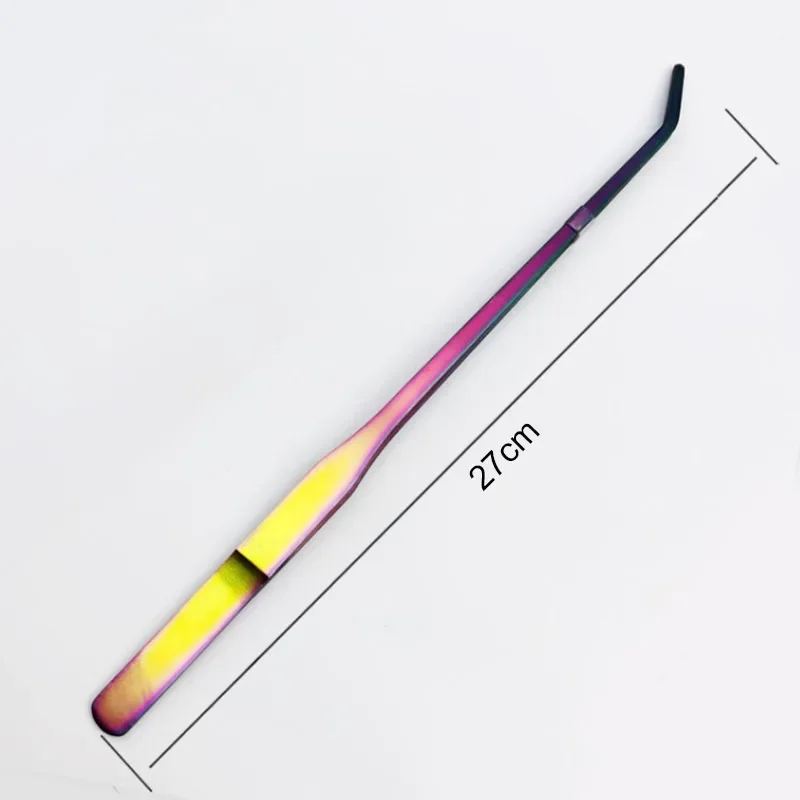 27cm Colorful Stainless Steel Curved Aquarium Tweezers Aquarium Plants Tweezer Straight Fish Tank Cleaner Aquarium Accessories