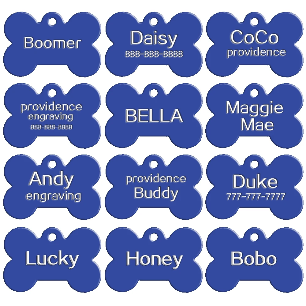 Wholesale 20 pcs/lot Dog Id Tag Double Sides Bone Shape Personalized Dog Puppy Tags Customized Cat Pet Name Phone No. Tag