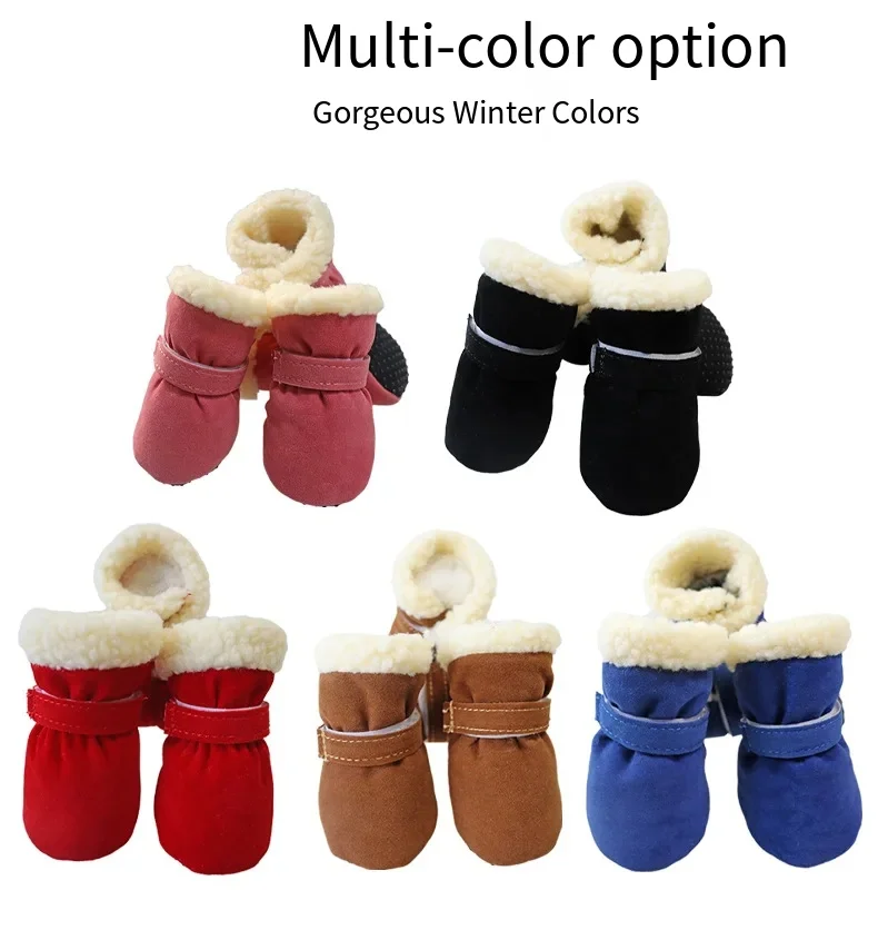 4pcs Waterproof Winter Pet Dog Shoes Anti-slip Rain Snow Boots Footwear Thick Warm For Small Cats Dogs Puppy Dog Socks Booties
