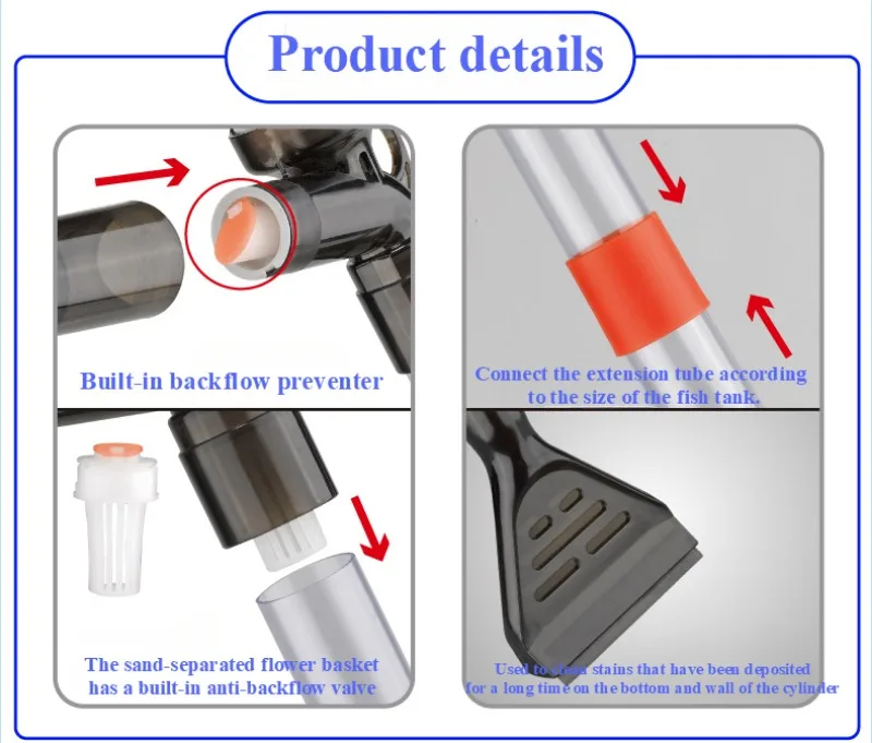 Manual Water Changer Fish Tank Cleaning Tool Aquarium Sand Gravel Cleaner Siphon Principle Fish Tank Accessories