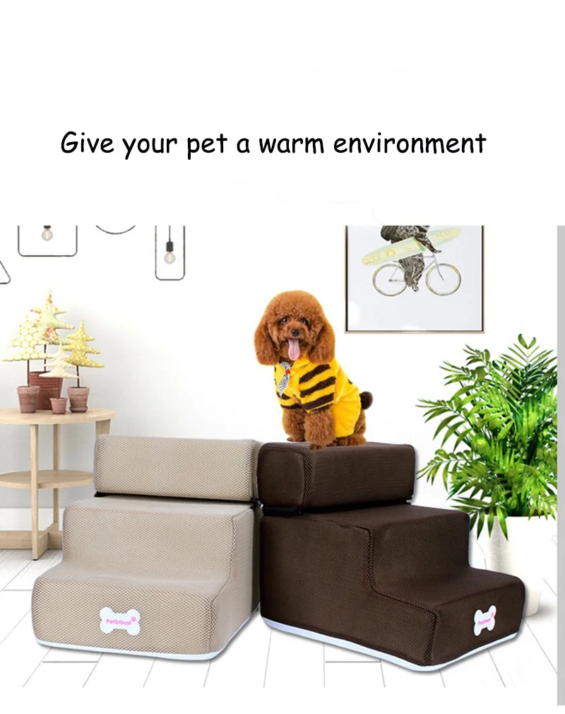 Hot Dog House Dog Stairs Pet 2/3 Steps Stairs for Small Dog Cat Pet Ramp Ladder Anti-slip Removable Dogs Bed Stairs Pet Supplies