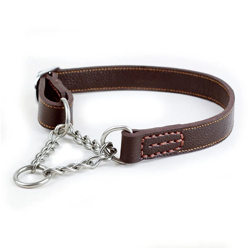 Benepaw Martingale Leather Collar No Pull Anti-Escape Training Dog Collar Stainless Steel Pet Chain For Small Medium Large Dogs