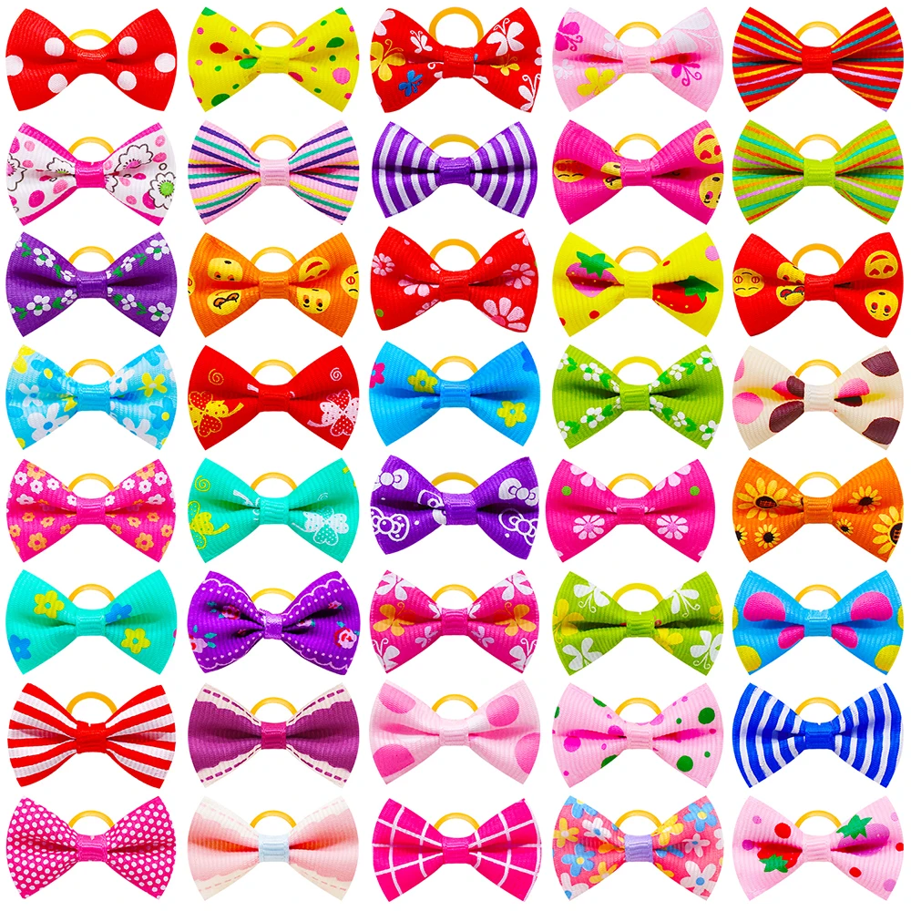10/20/30PCS Pet Grooming Hair Bows Puppy Mix Colours Decorate Hair Accessories for Small Dog Hair Rubber Bands Dog Supplier