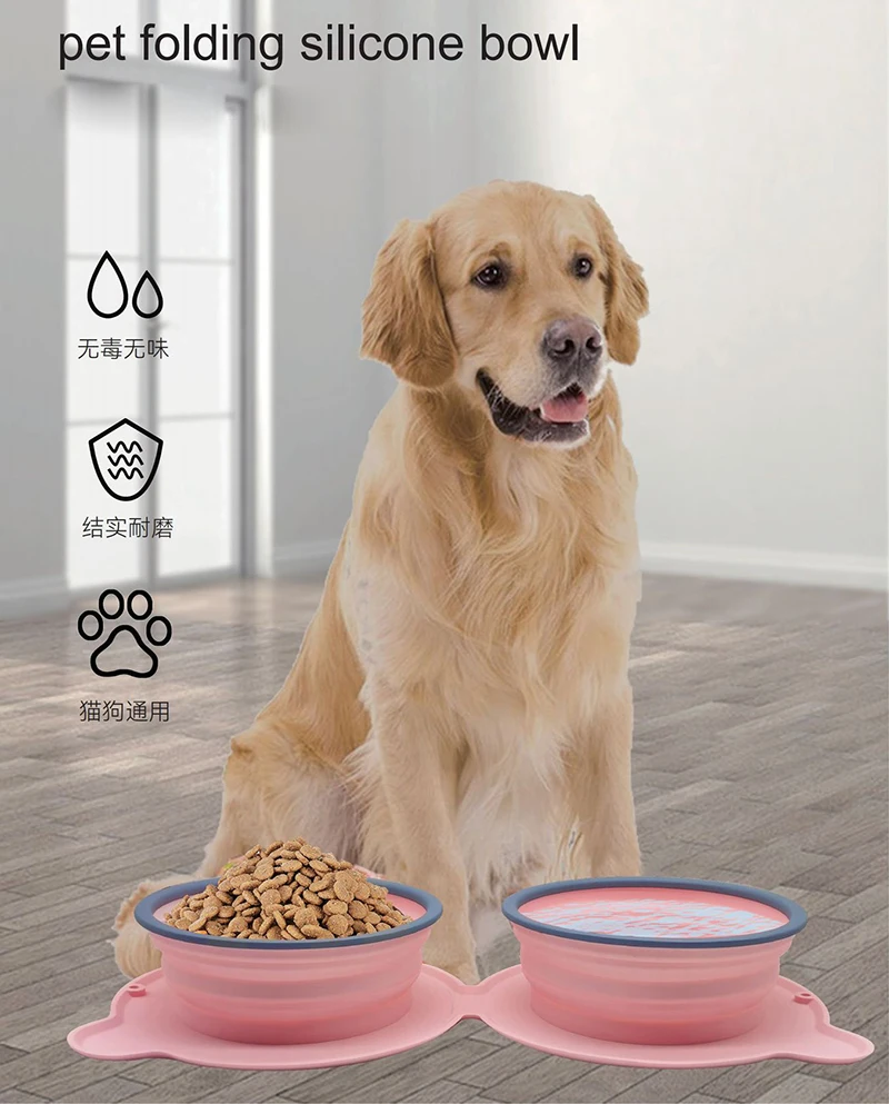 Foldable Silicone Pet Bowls Non-toxic Portable Pet Travel Feeding Bowl Folding Puppy Cat Bowl Outdoor Food Dispenser Feeder
