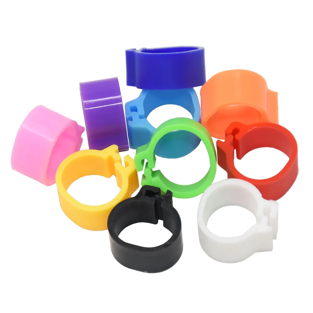 100Pcs 10mm Birds Pigeon Foot Rings Small Poultry Foot Ring 10 Colors Plastic Dove Clip Quail Pigeon Foot Ring Pet Bird Supplies