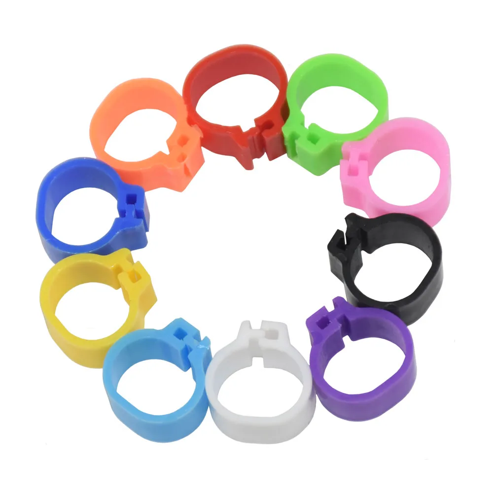 100Pcs 10mm Birds Pigeon Foot Rings Small Poultry Foot Ring 10 Colors Plastic Dove Clip Quail Pigeon Foot Ring Pet Bird Supplies