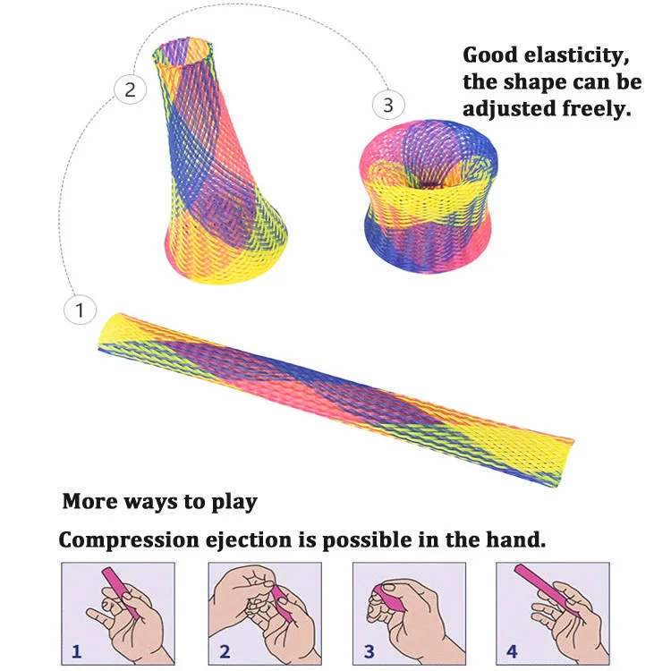 Cat Toys Colorful Spring Hose Kitten Grinding Claw Telescopic Spring Chew Toy Pet Interactive Training Chase Toys Pet Supplies