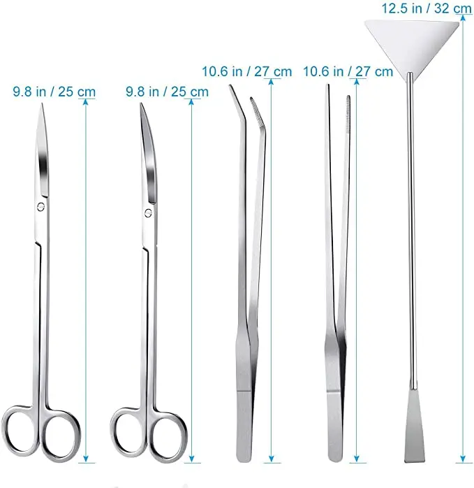 Aquarium Accessories Hard Stainless Steel Aquarium Tool Scissor Tweezers Plants Wave Scissors Fish Tank Shovels Cleaner Supplies