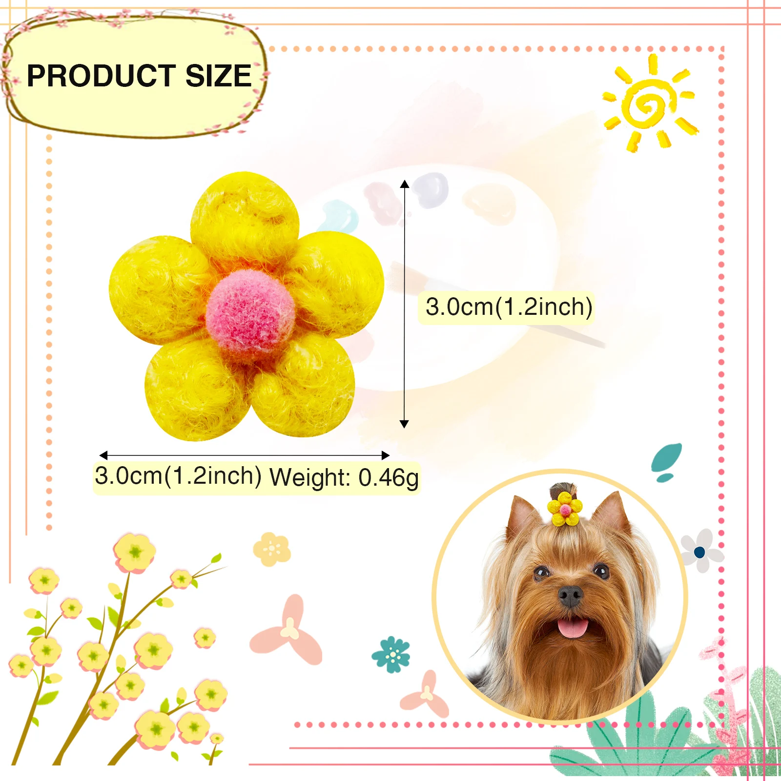 10/20pcs Flower Dog Hair Bows Handmade Dog Bow Plaid Mix Colors Cat Hair Bowknot Rubber Bands for Small Dogs Grooming Supplies