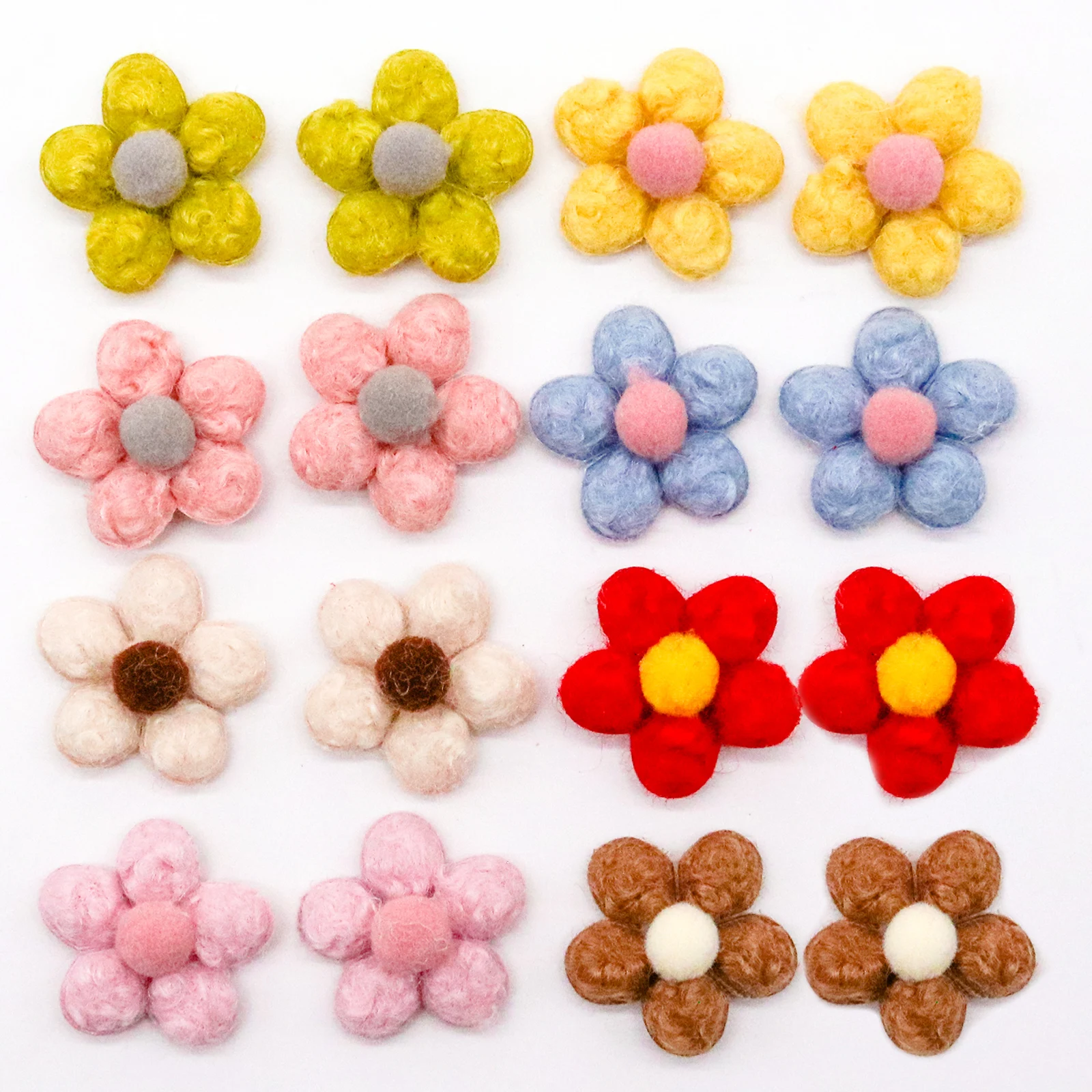 10/20pcs Flower Dog Hair Bows Handmade Dog Bow Plaid Mix Colors Cat Hair Bowknot Rubber Bands for Small Dogs Grooming Supplies