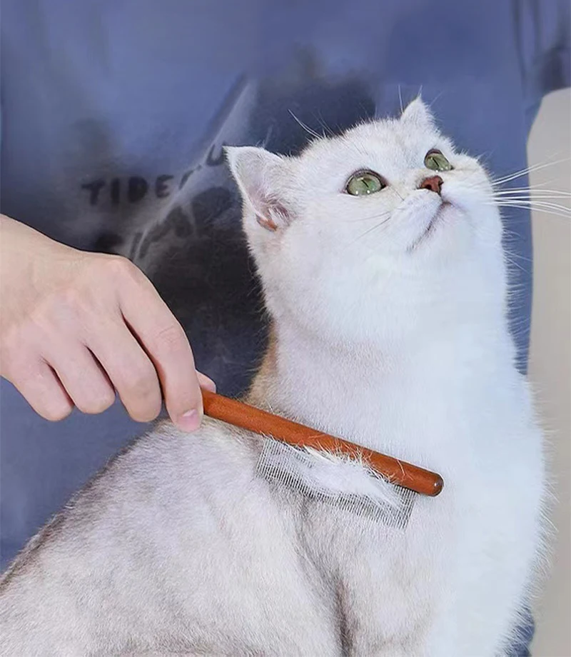 Cat Comb Stainless Steel Pet Hair Remover Wooden Handle Cat Hair Comb Pet Grooming Massage Dog Brush Cleaning Tool Pets Supplies