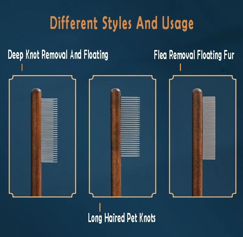 Cat Comb Stainless Steel Pet Hair Remover Wooden Handle Cat Hair Comb Pet Grooming Massage Dog Brush Cleaning Tool Pets Supplies