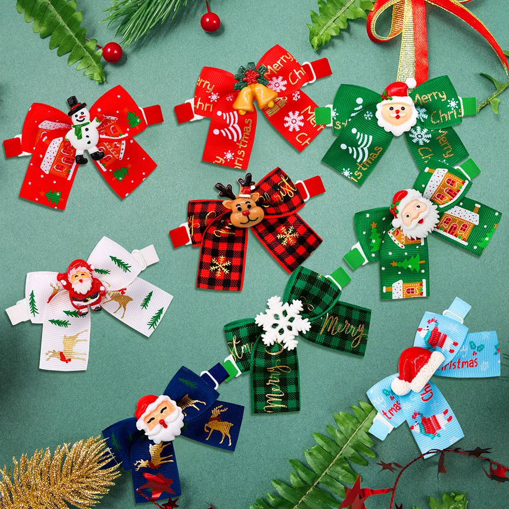 30PCS Christmas Dog Bowties For Dogs Christmas Grooming Small Dogs Pets Bowties Collar Pet Grooming Accessories For Small Dogs