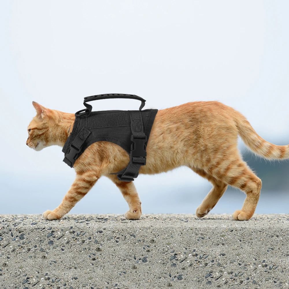 Tactical Puppy Harness Leash For Small Dogs Cats Adjustable Kitten Vest For Military Service Dog Working Training Walking