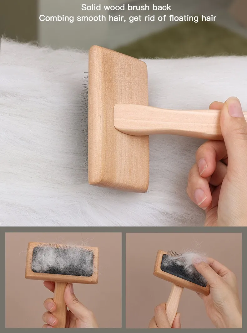 Dog Comb Pet Hair Remover Dogs Brush Dog Grooming Wooden Dogs Comb Massage Cat Hair Brush Cat Combs Cleaning Tools Pet Supplies