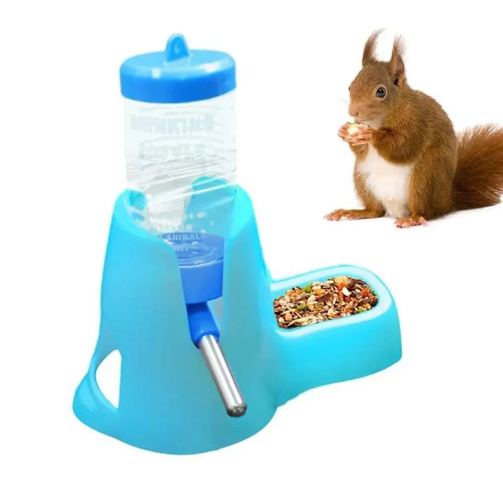 Hamster Water Feeder Small Animal Automatic Dispenser Drinking Water Bottle Bowls Dish with Food Container for Guinea Pig Rat