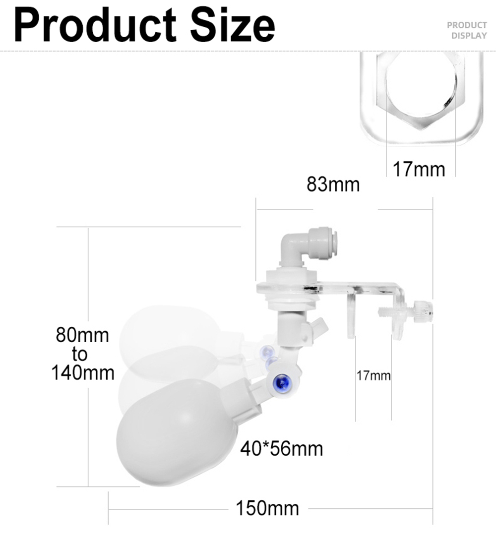 Auto Aquarium Water Changer Kit Power Free Fish Tank Float Ball Valve Type Auto Water Filler Water Level Controller 1/4 Inch